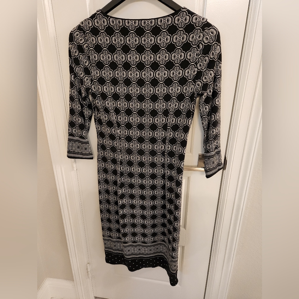 White House Black Market Geometric Black and White Dress
